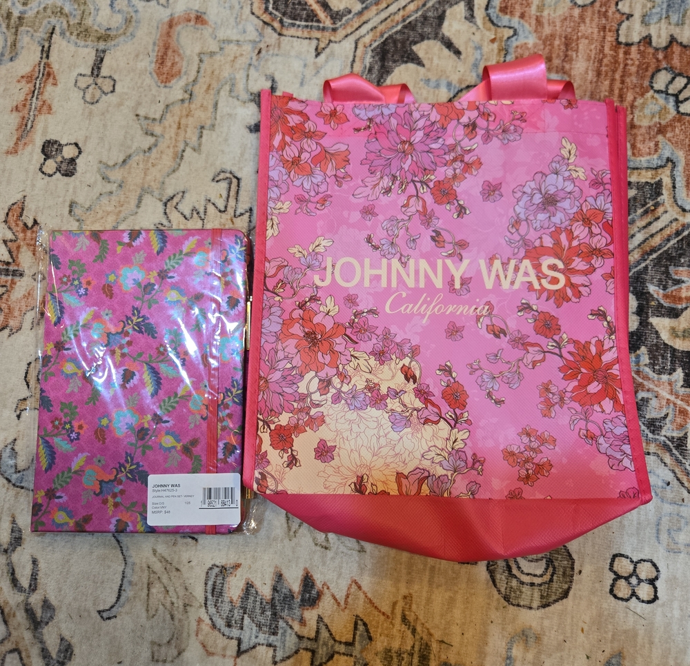 Johnny Was JOURNAL & Pink Floral California Tote with Ribbon Handles